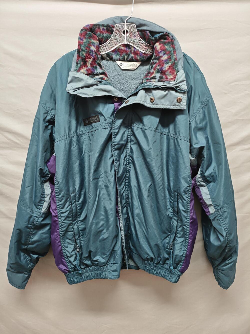 Vintage Columbia Jacket Mens Medium Teal Purple Bugaboo Fleece Lined Ski 90s